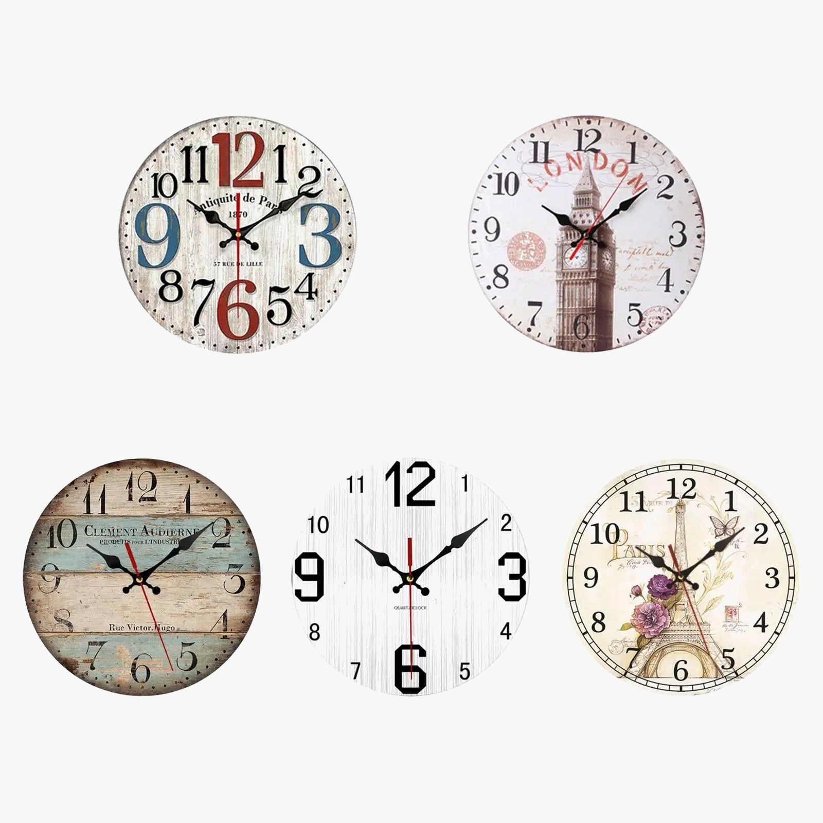 horloge murale en bois style européen silencieuse pour bureau et école