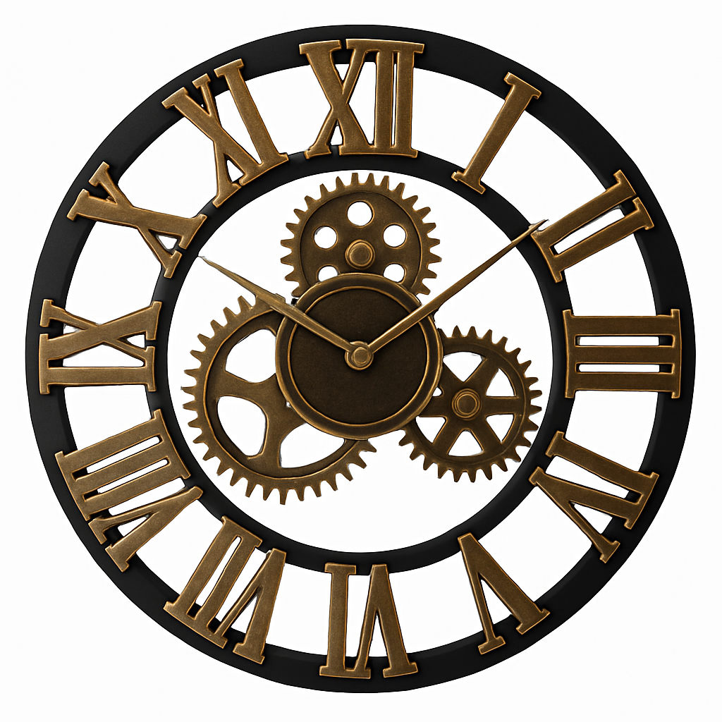 horloge murale à engrenages décorative style industriel moderne