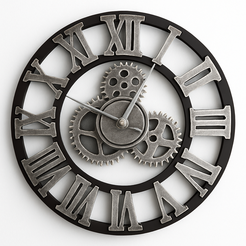 horloge murale à engrenages décorative style industriel moderne