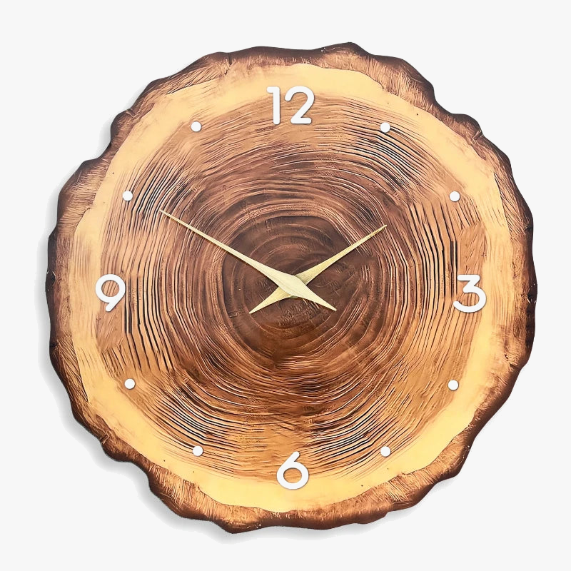 horloge murale moderne en faux bois pour décoration intérieure