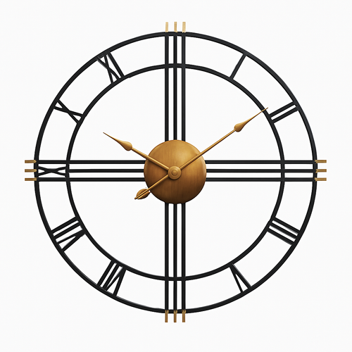 Horloge murale ronde en métal industriel 50cm Restaurant