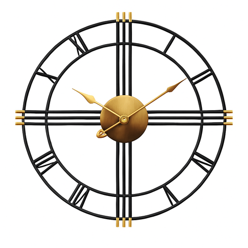 Horloge murale ronde en métal industriel 50cm Restaurant