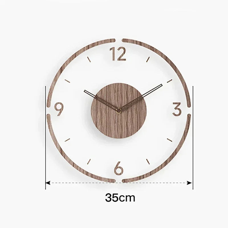 horloge murale silencieuse en bois massif design nordique créatif