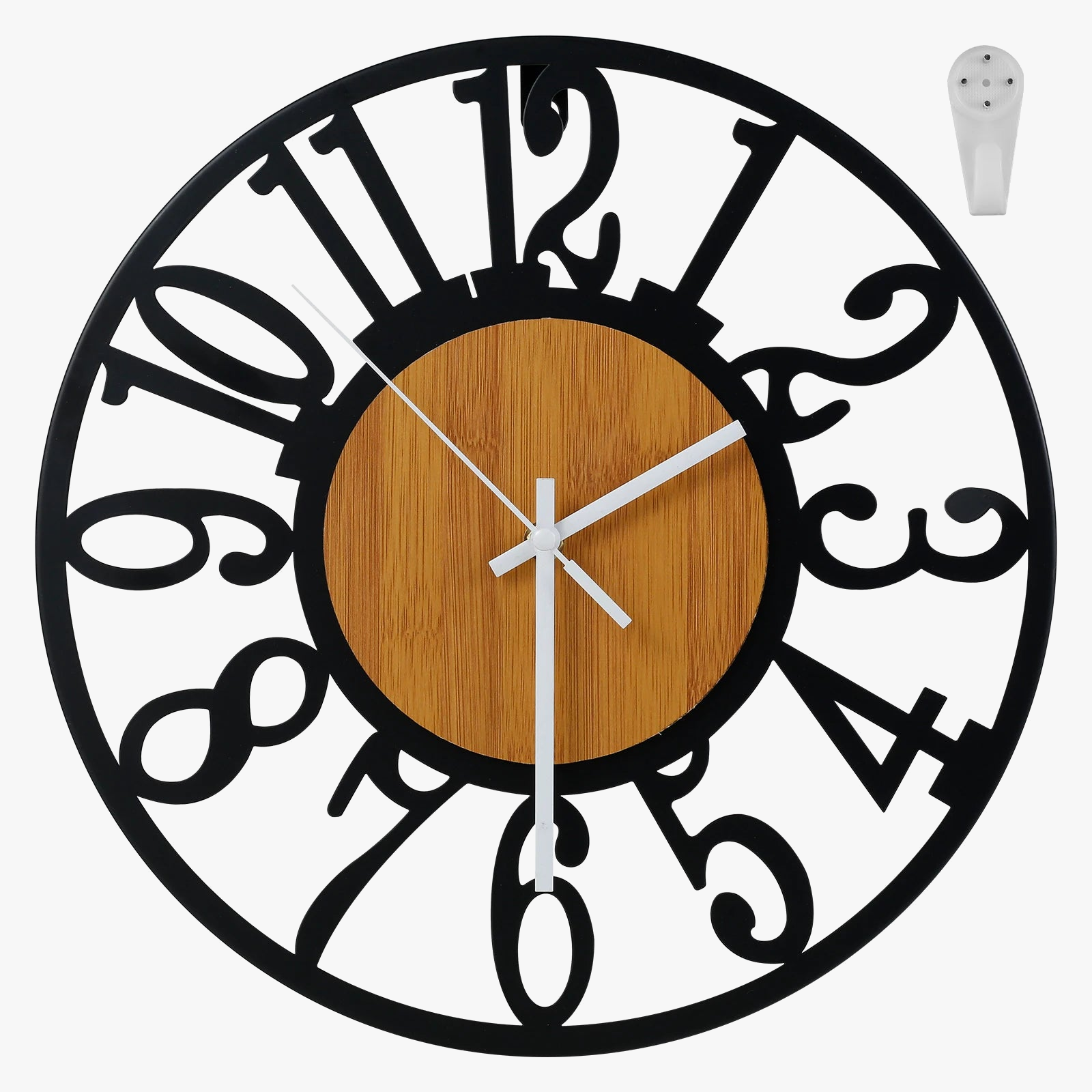 horloge murale silencieuse en fer avec chiffres arabes
