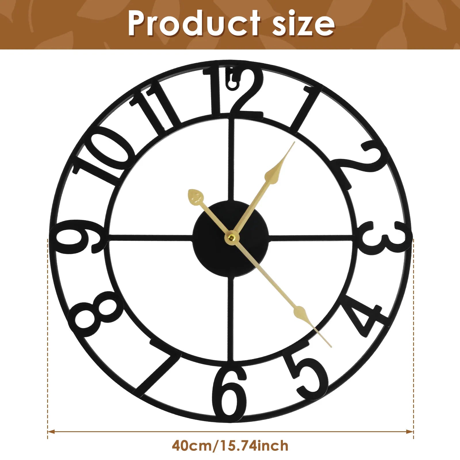 horloge murale silencieuse ronde pour décoration intérieure élégante