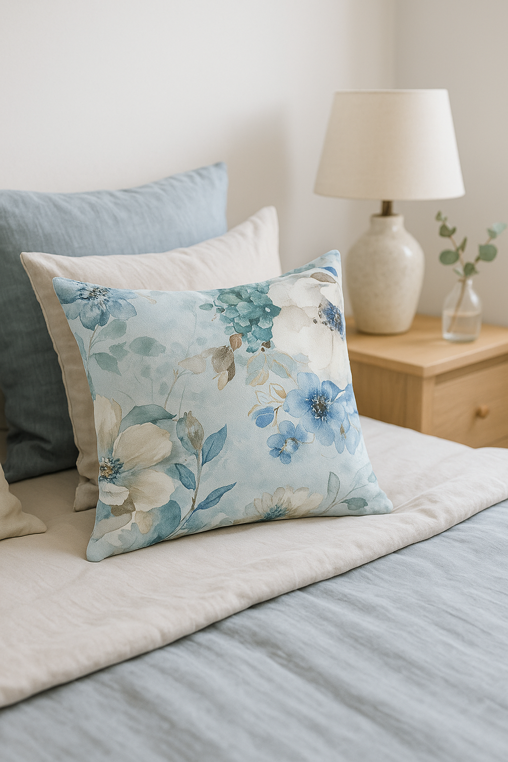 housse de coussin à motif floral feuilles de ginkgo - vue 3 sur 2