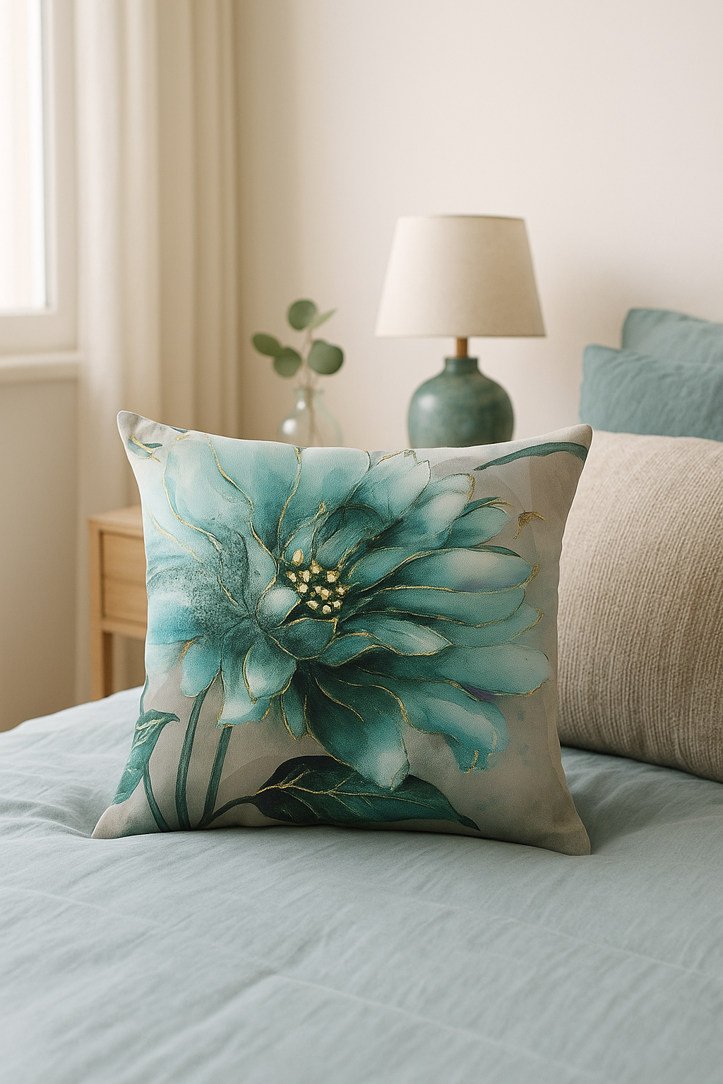 housse de coussin à motif floral ginkgo pour décoration intérieure