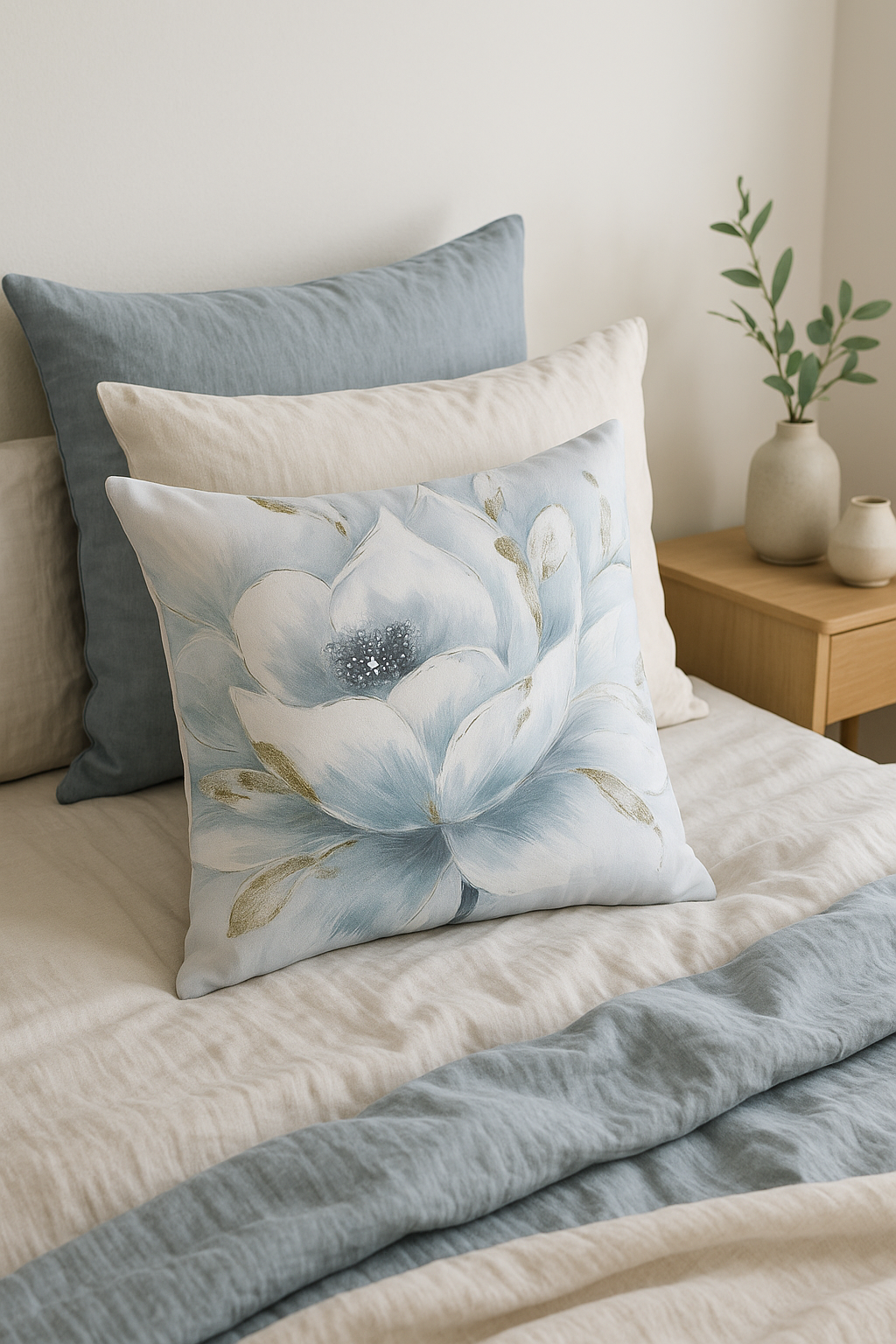 housse de coussin à motif floral ginkgo pour salon et chambre - vue 3 sur 2