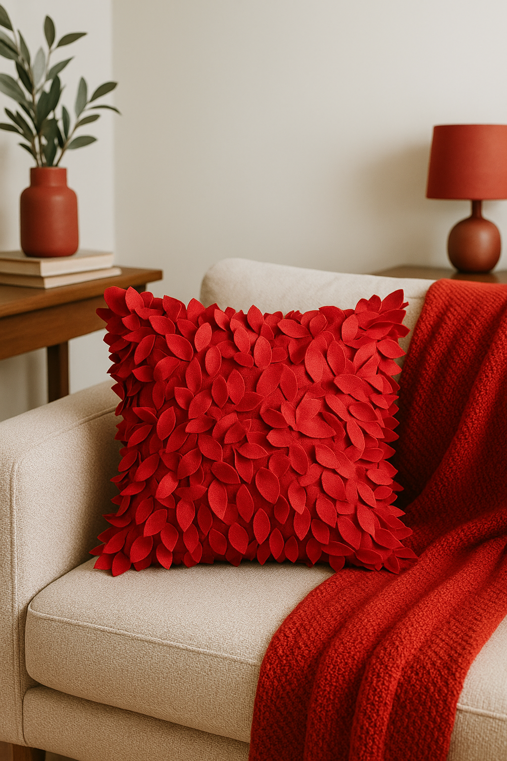 housse de coussin brodée 3d en forme de feuille décorative - vue 3 sur 2