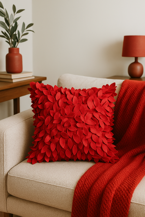 housse de coussin brodée 3d en forme de feuille décorative