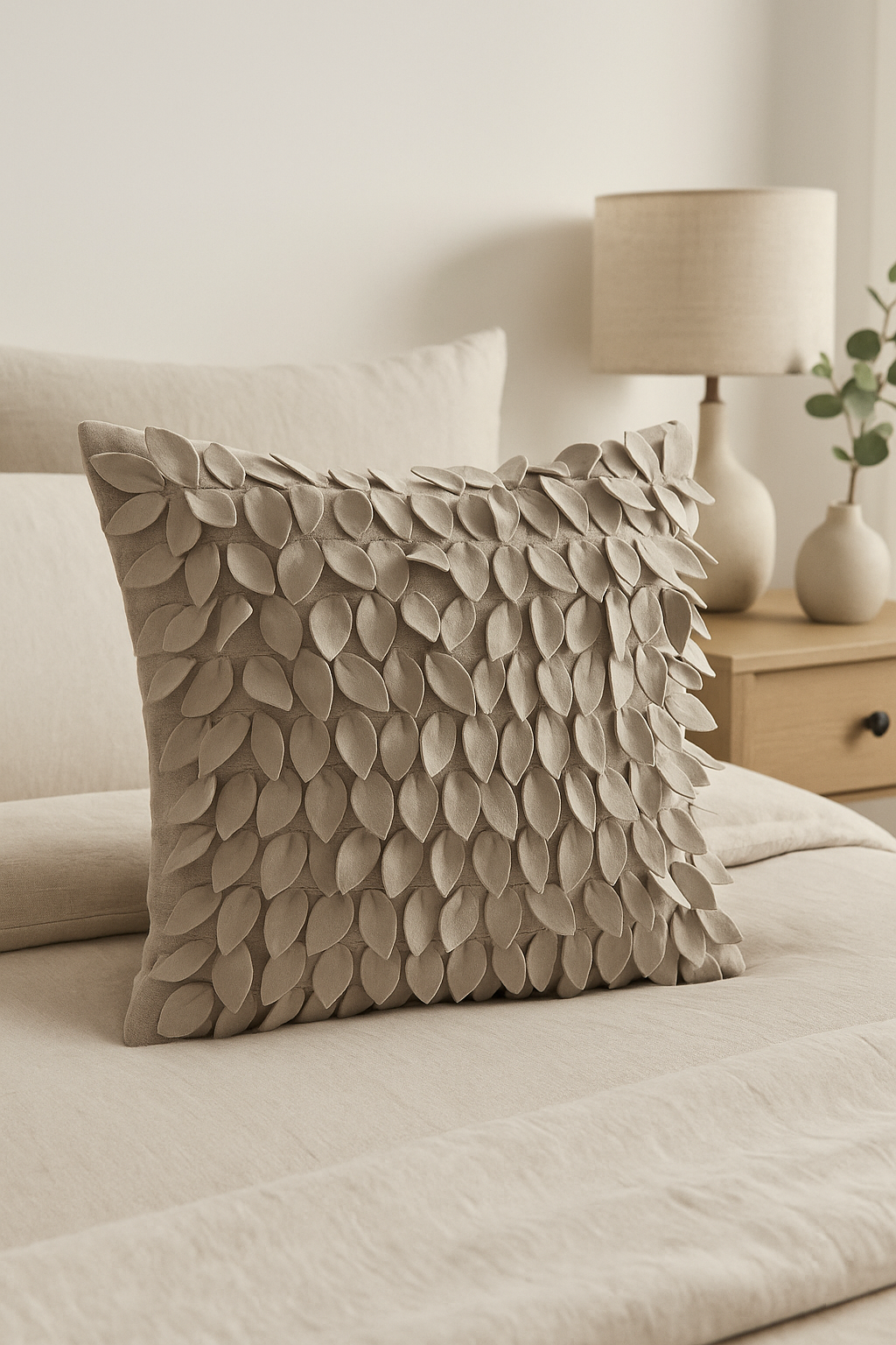 housse de coussin brodée 3d en forme de feuille décorative - vue 3 sur 2
