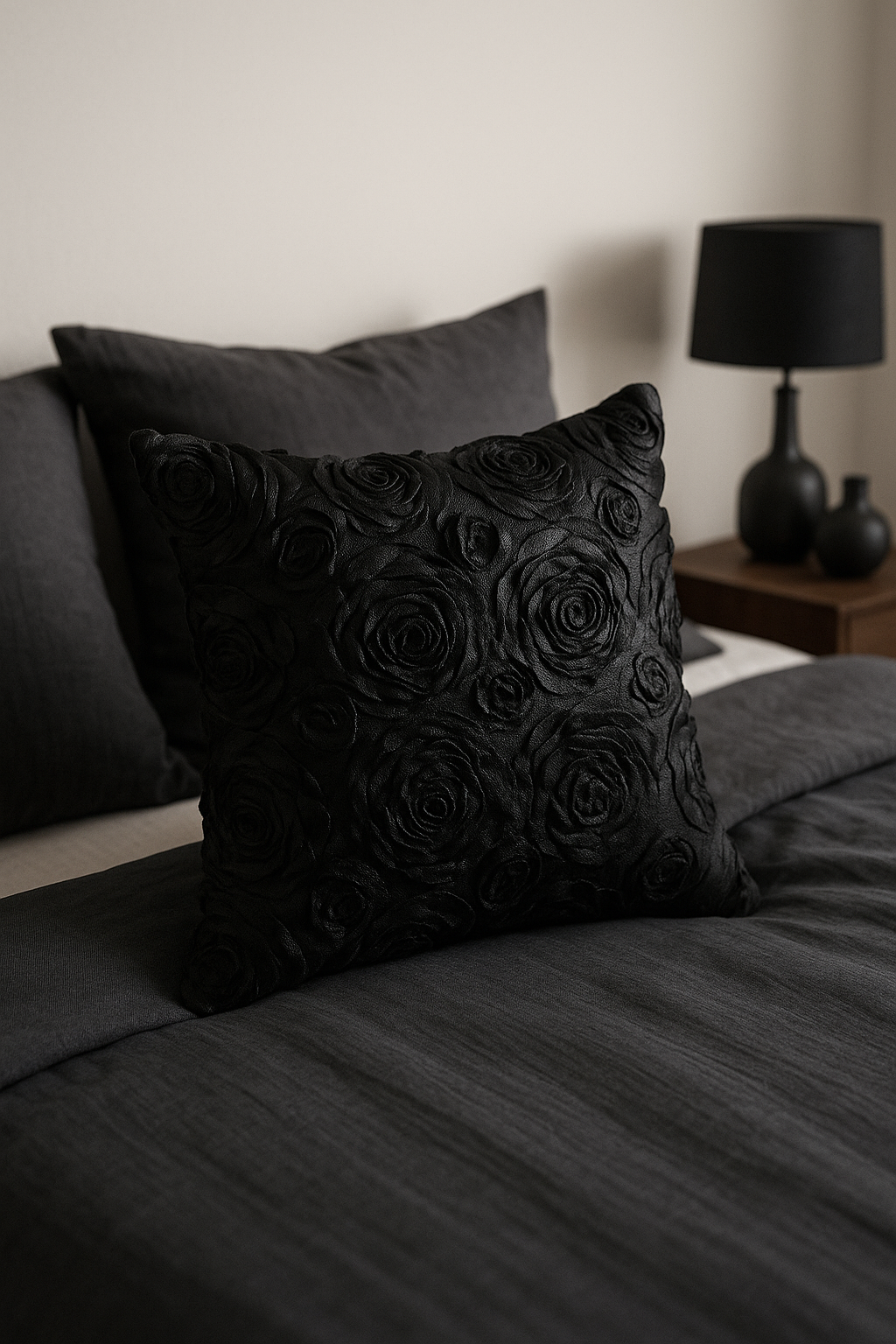 housse de coussin brodée roses en 3D pour déco intérieure - vue 3 sur 2