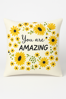 housse de coussin carré jaune motif tournesol créatif 45x45 cm