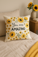 housse de coussin carré jaune motif tournesol créatif 45x45 cm