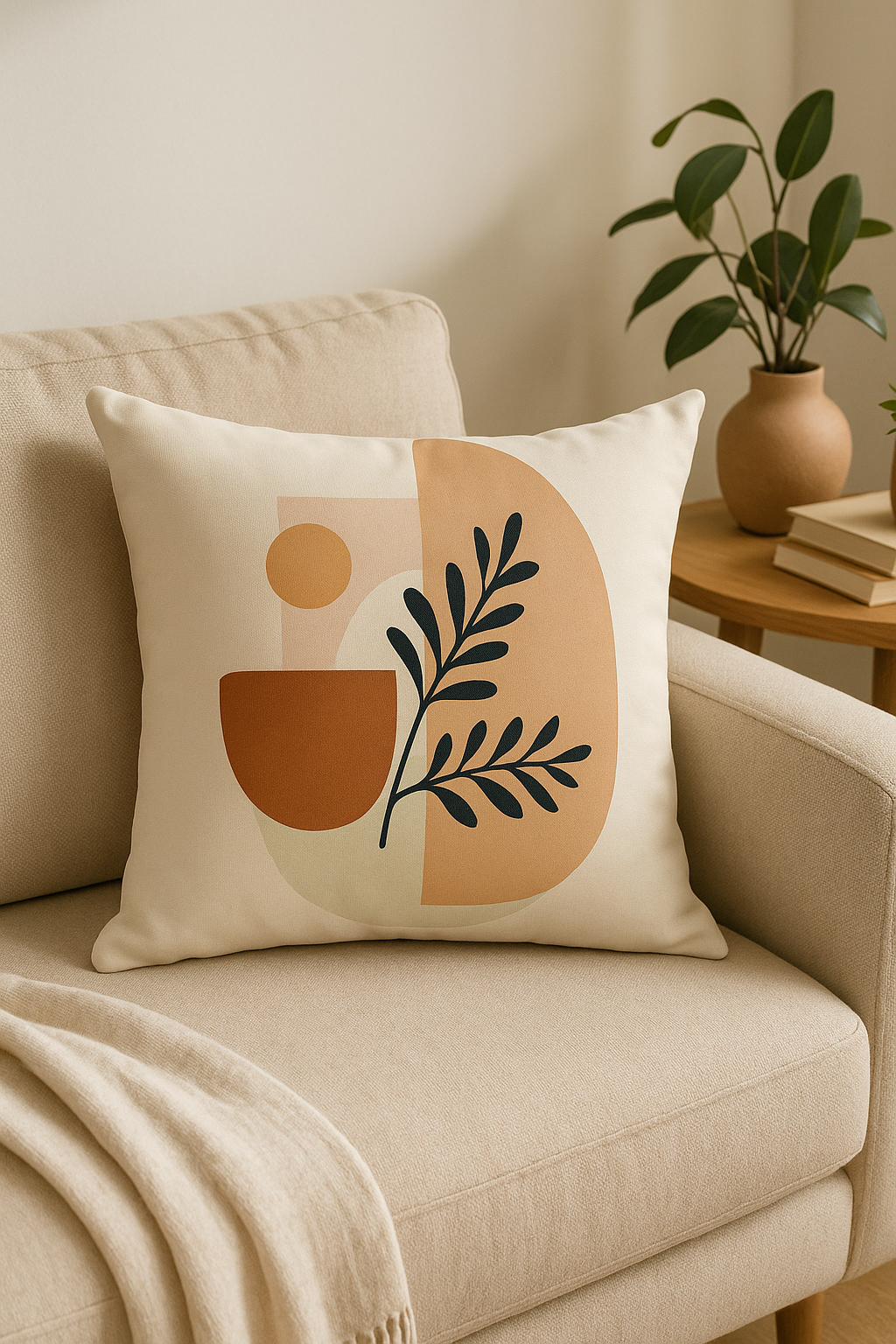 housse de coussin carrée art plant 45x45 cm abstrait pour canapé - vue 3 sur 2