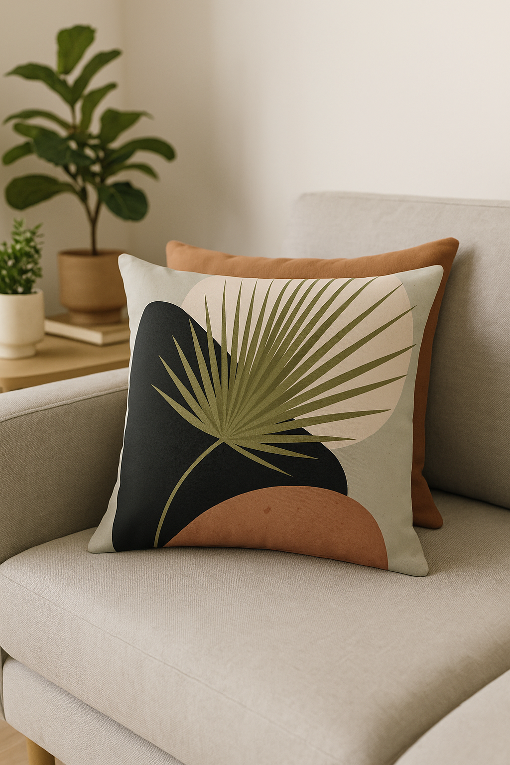 housse de coussin carrée art plant abstraite 45 cm