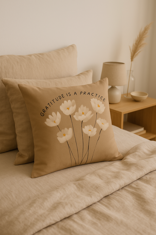 housse de coussin carrée géométrique marron chic et moderne