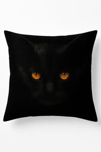 housse de coussin carrée imprimée chat noir décoratif
