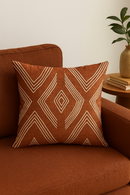 housse de coussin carrée marron à motif géométrique
