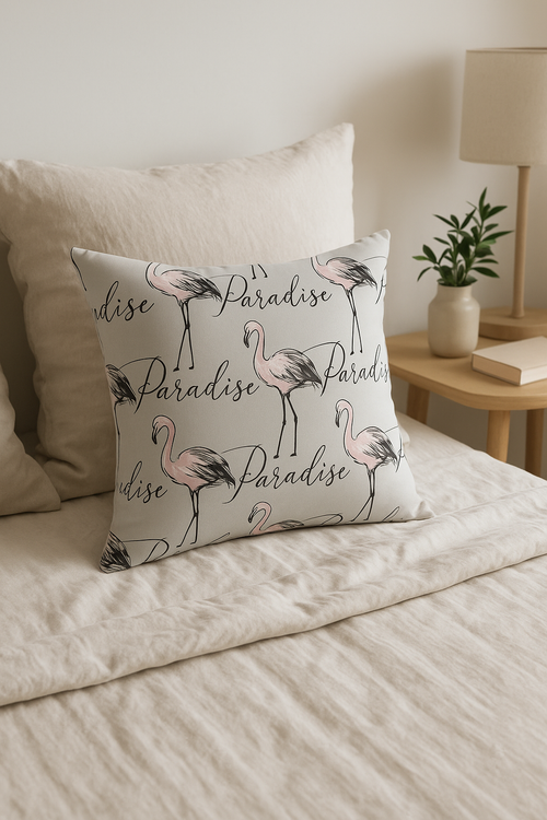 housse de coussin carrée motif flamant rose décoratif pour intérieur