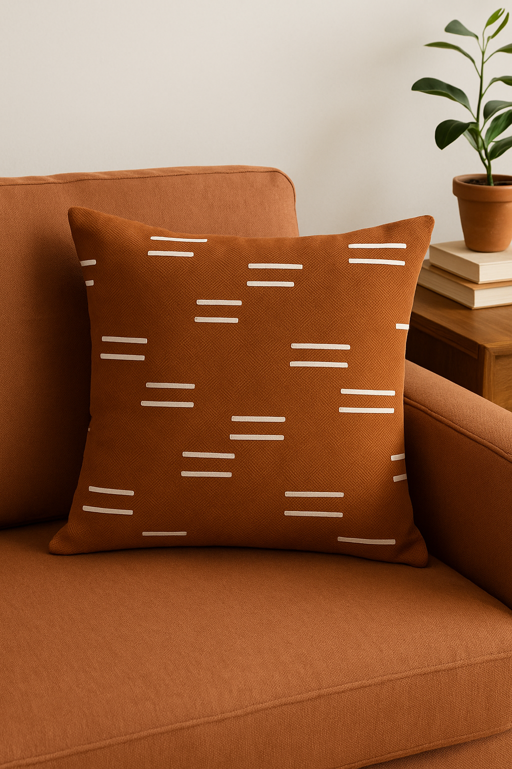 housse de coussin carrée motif géométrique marron élégant - vue 3 sur 2