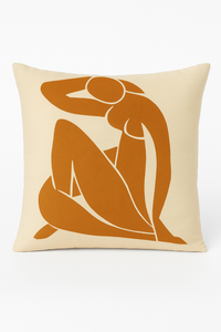 housse de coussin carrée motif géométrique marron élégant