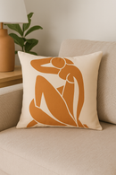 housse de coussin carrée motif géométrique marron élégant