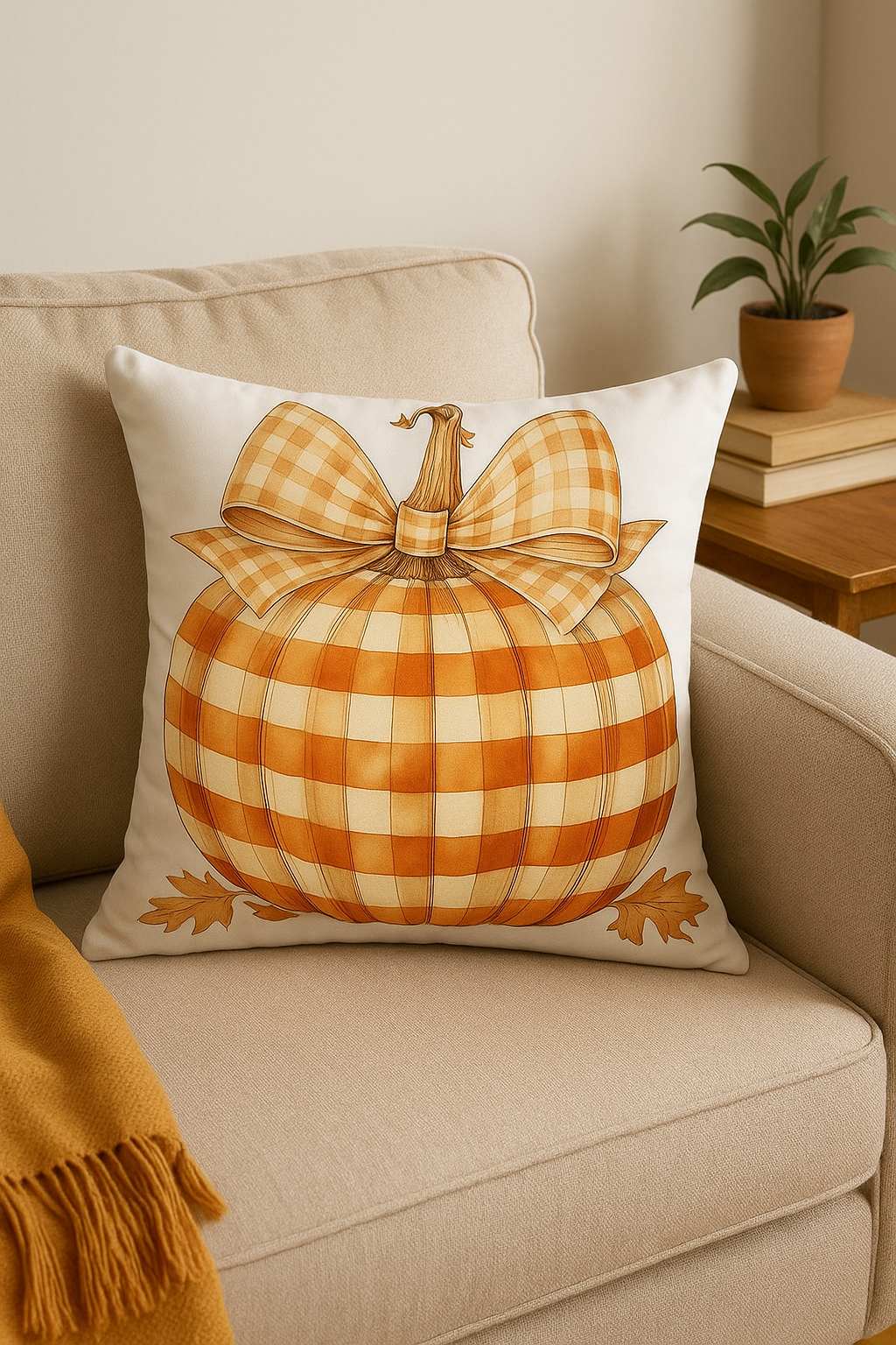 housse de coussin citrouille et feuilles dautomne pour canapé ou chambre