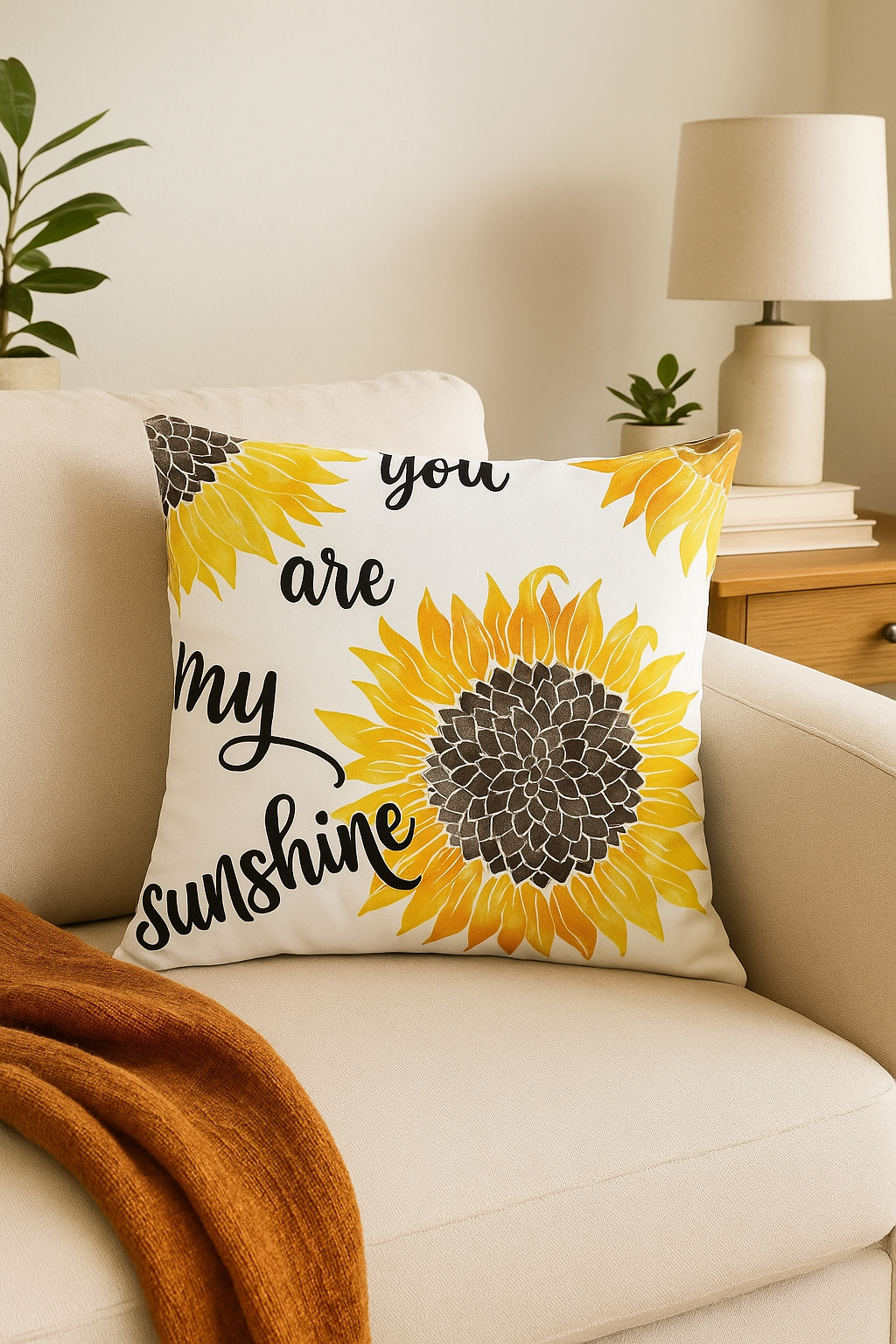 housse de coussin créative motif tournesol jaune 45x45 cm - vue 3 sur 2