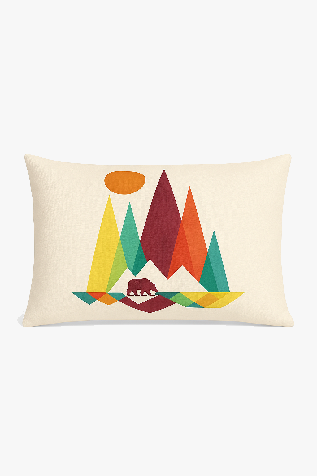 housse de coussin décorative géométrique arc-en-ciel et végétale