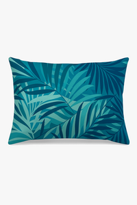 housse de coussin décorative motif feuilles tropicales vertes 30x50 cm