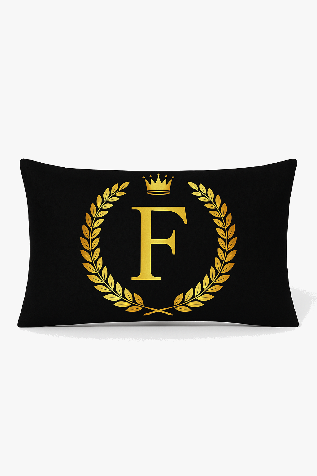 housse de coussin décorative motif lettres noires dorées