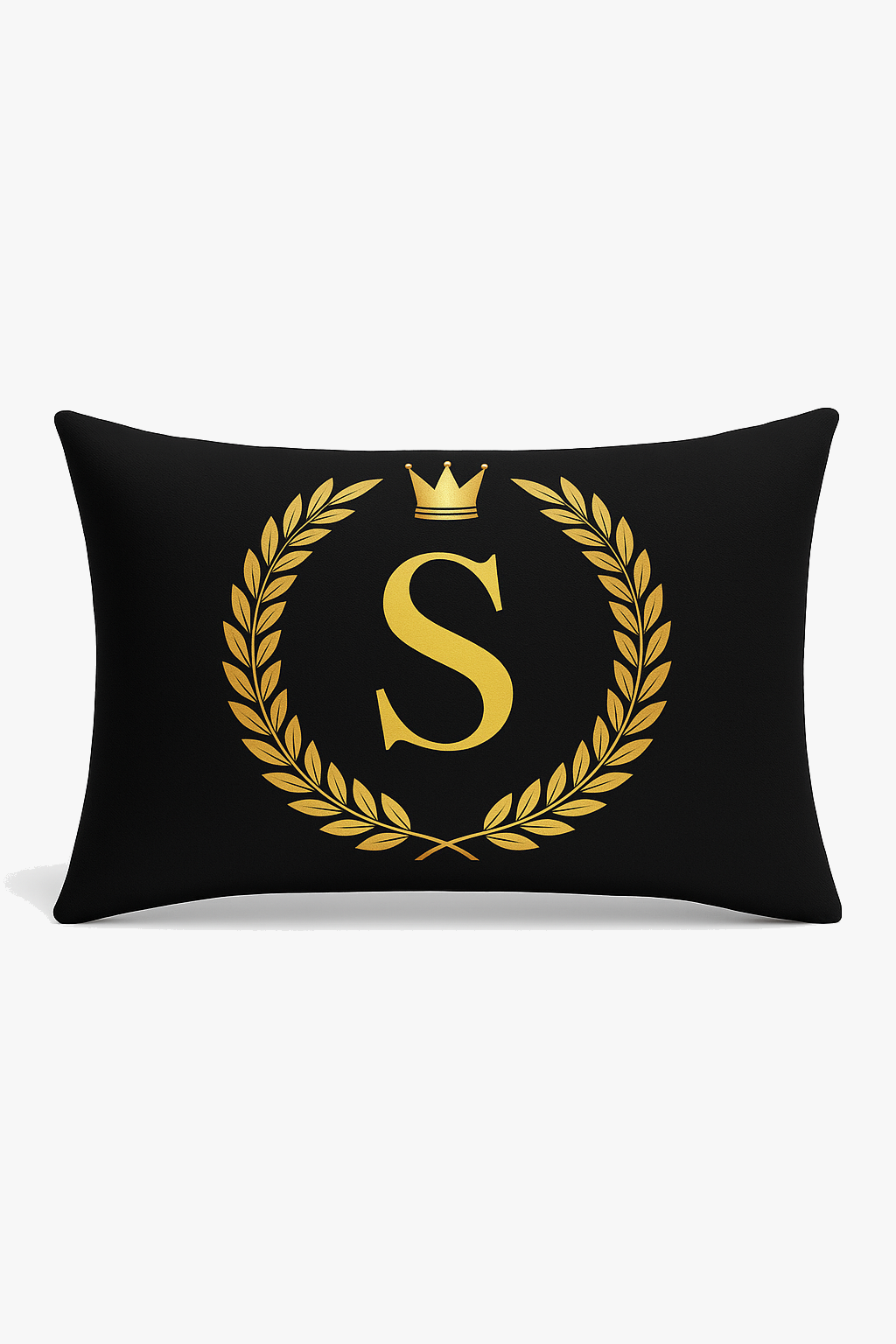 housse de coussin décorative motif lettres noires dorées