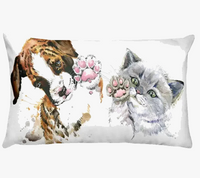 housse de coussin décorative motif petits animaux chiot chat
