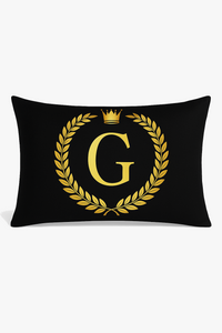 housse de coussin décorative motifs lettres noires dorées