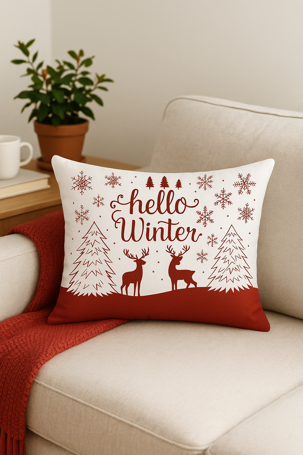 housse de coussin de noël rouge pour décoration intérieure - vue 3 sur 2