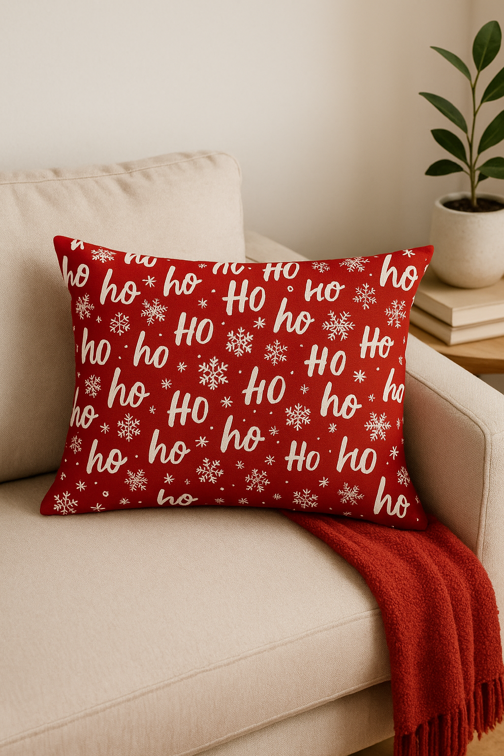housse de coussin de noël rouge pour décoration intérieure - vue 3 sur 2