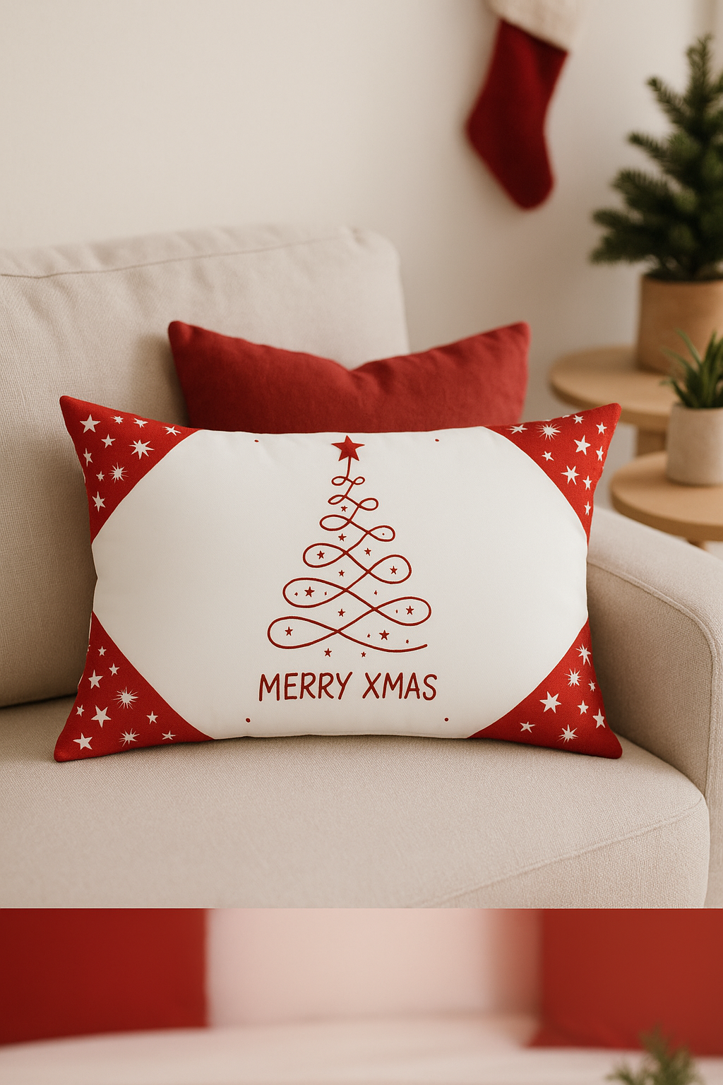 housse de coussin de Noël rouge pour décoration intérieure - vue 3 sur 2