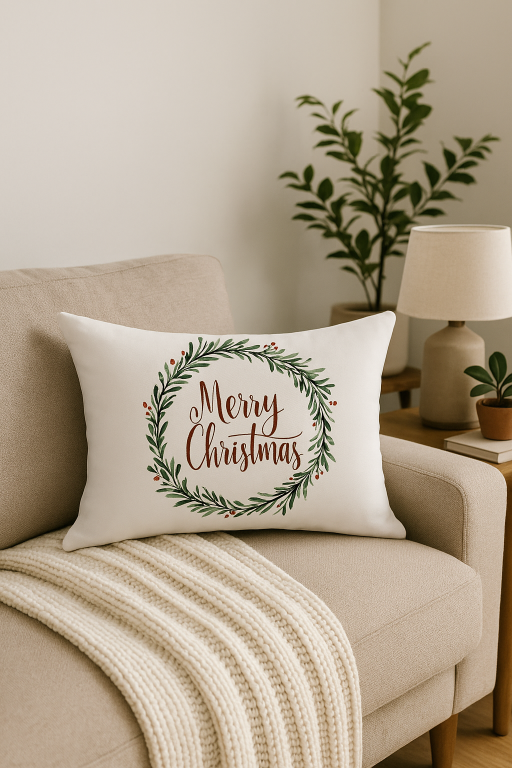 housse de coussin de noël rouge pour décoration intérieure - vue 3 sur 2