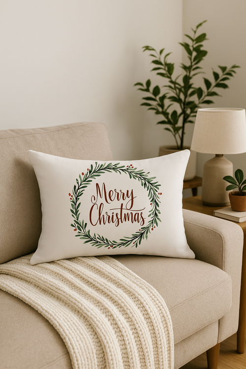 housse de coussin de noël rouge pour décoration intérieure