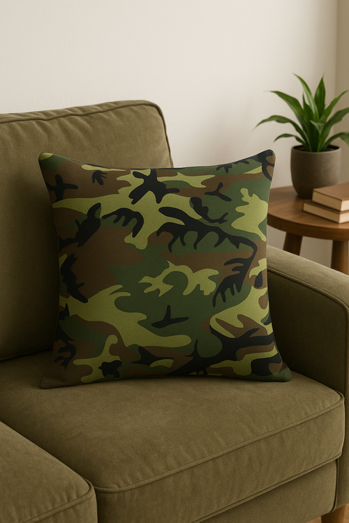 housse de coussin décorative à motif camouflage militaire moderne