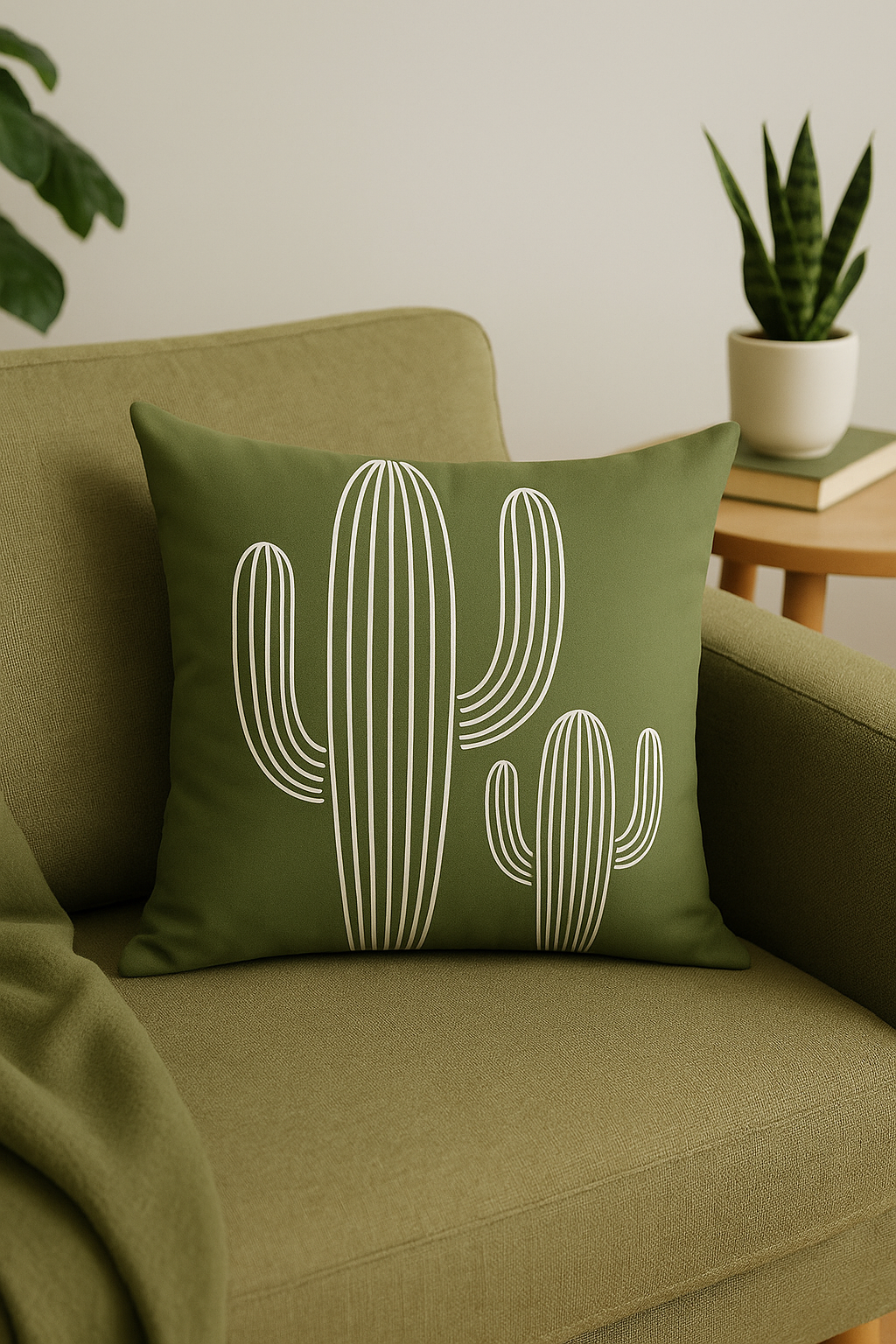 housse de coussin décorative à motif floral vert abstrait - vue 3 sur 2
