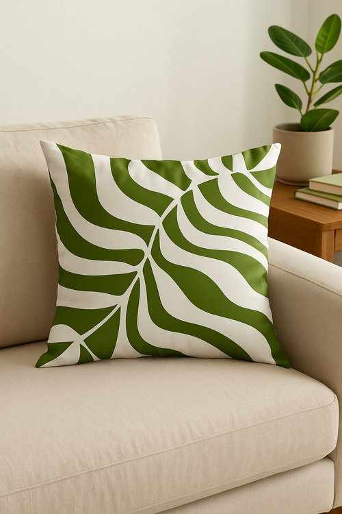 housse de coussin décorative à motifs de feuilles vertes
