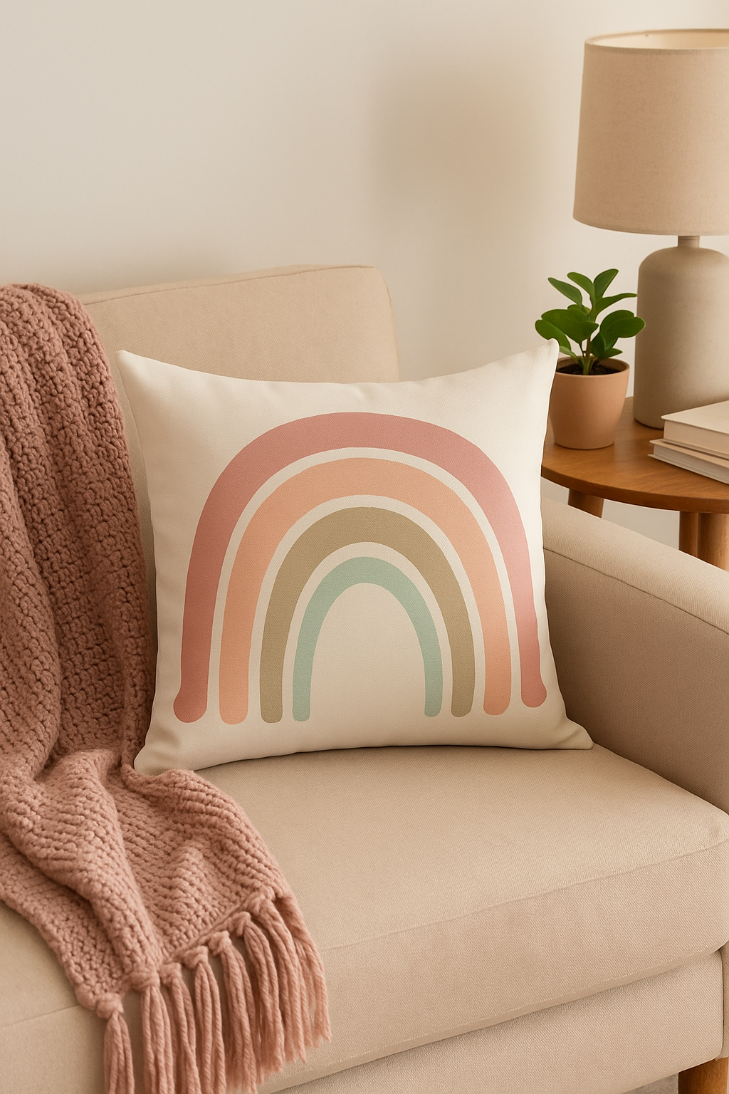 housse de coussin décorative arc-en-ciel et géométrique pour canapé - vue 3 sur 2