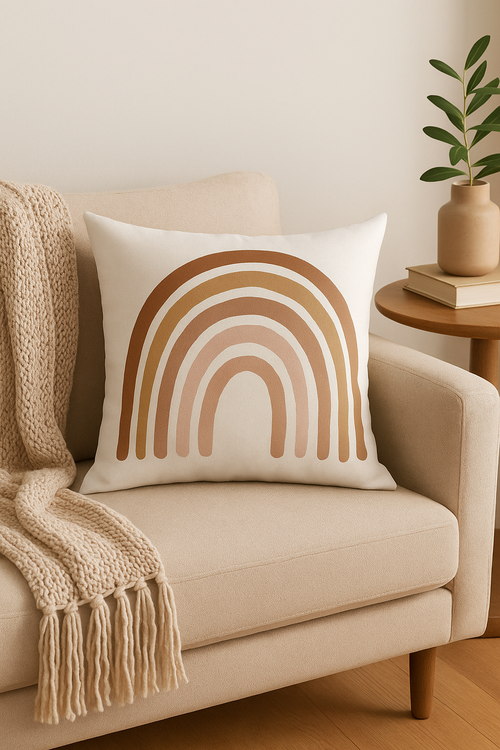 housse de coussin décorative arc-en-ciel géométrique pour canapé