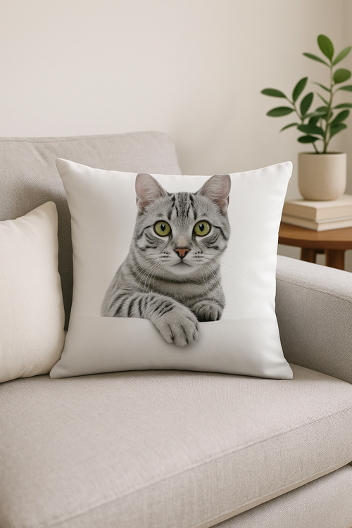 housse de coussin décorative avec motif chat mignon