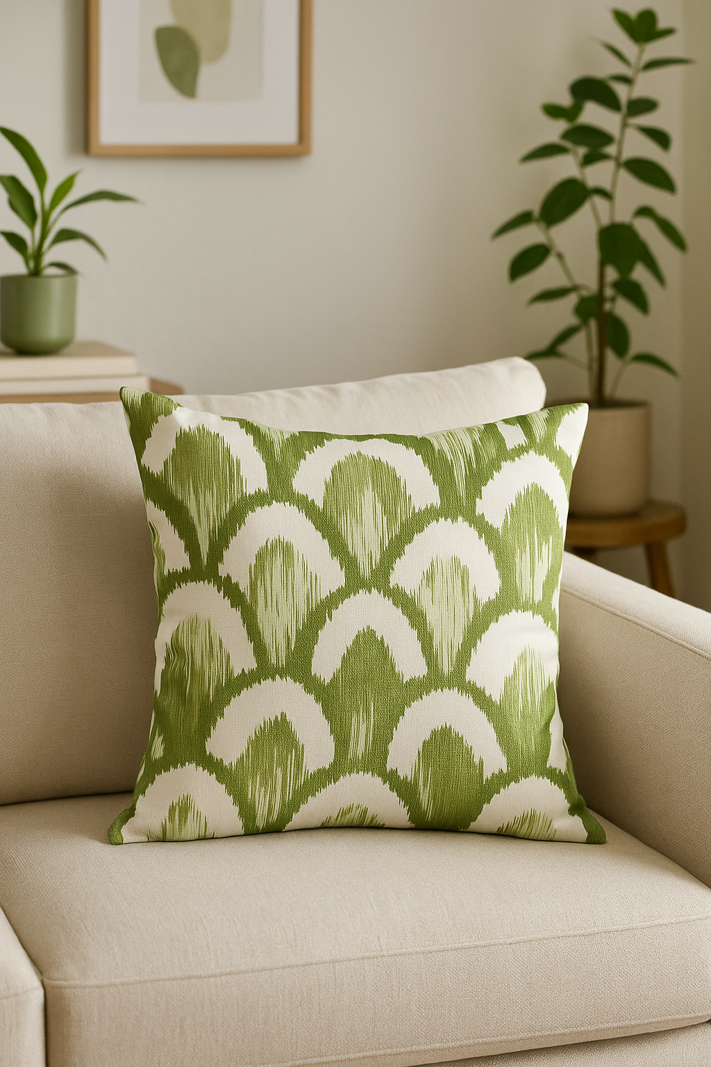 housse de coussin décorative avec motif feuilles vertes - vue 3 sur 2
