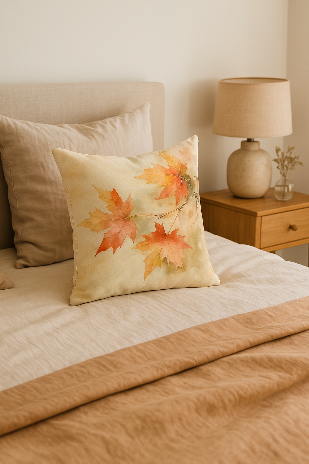 housse de coussin décorative feuilles d'érable automne - vue 3 sur 2