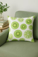 housse de coussin décorative fruits d'été citron orange fraise pastèque