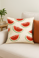 housse de coussin décorative fruits d'été citron orange fraise pastèque